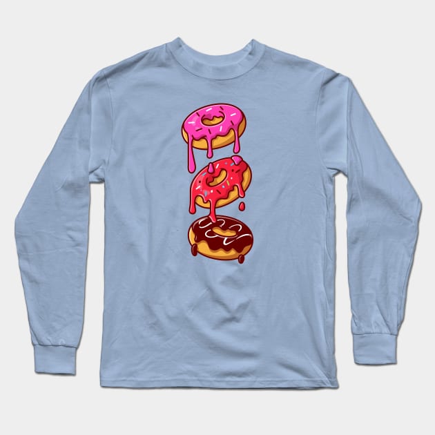 Floating Melted Doughnut Cartoon Long Sleeve T-Shirt by Catalyst Labs